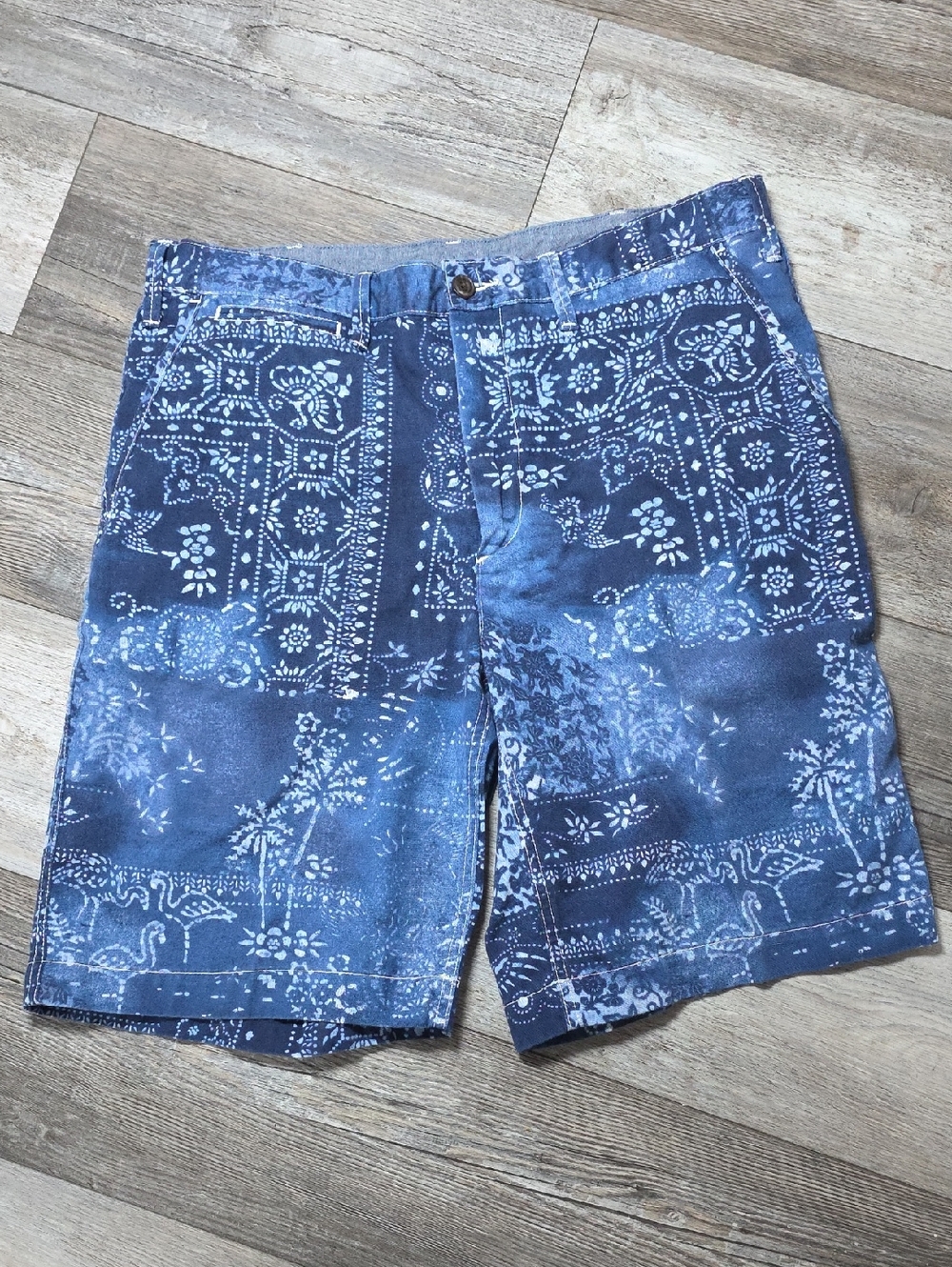 Ralph Lauren Blue Bandana-Print Denim Shorts